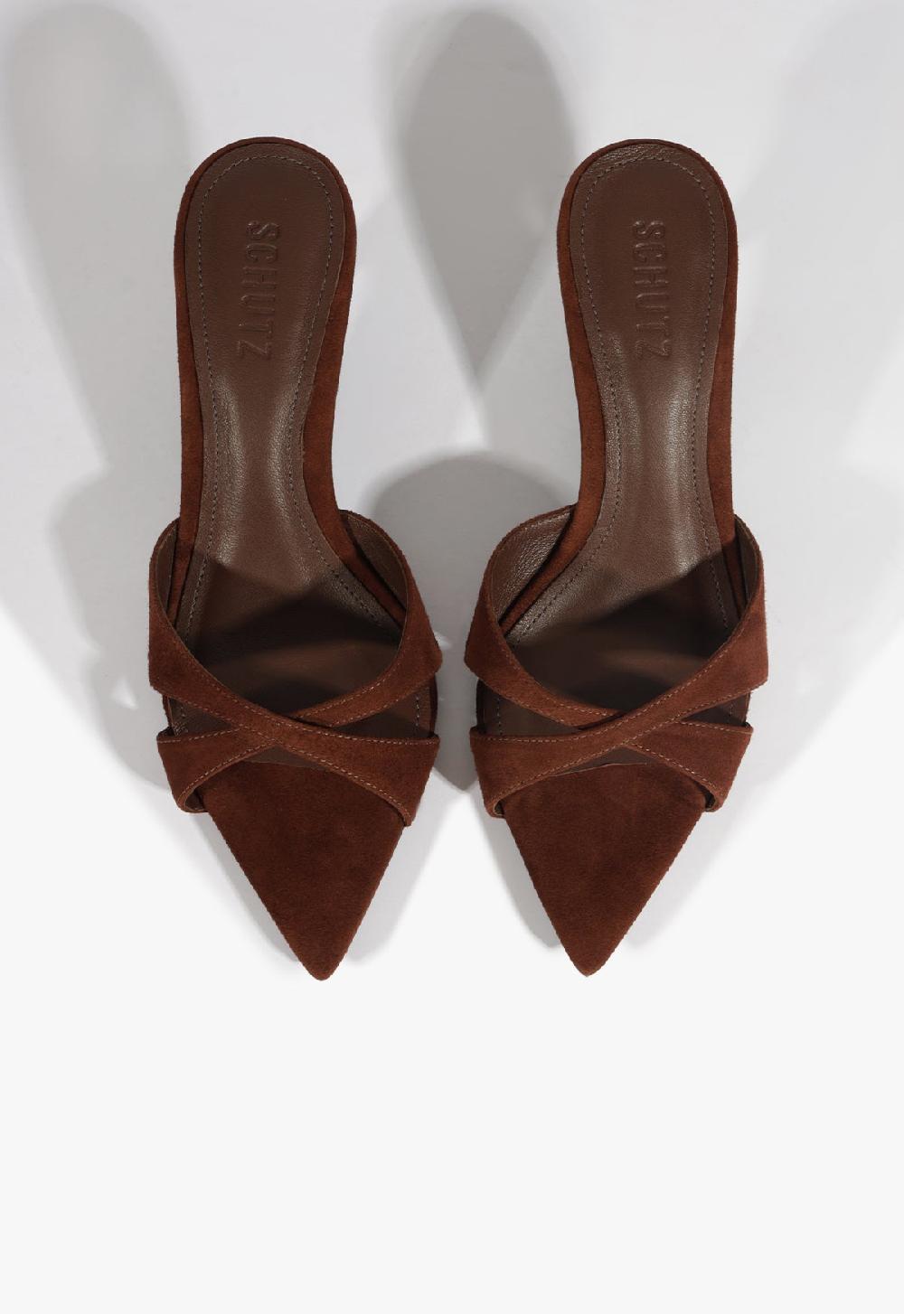 Schutz Hilda Leaf Mule Suede Sandal