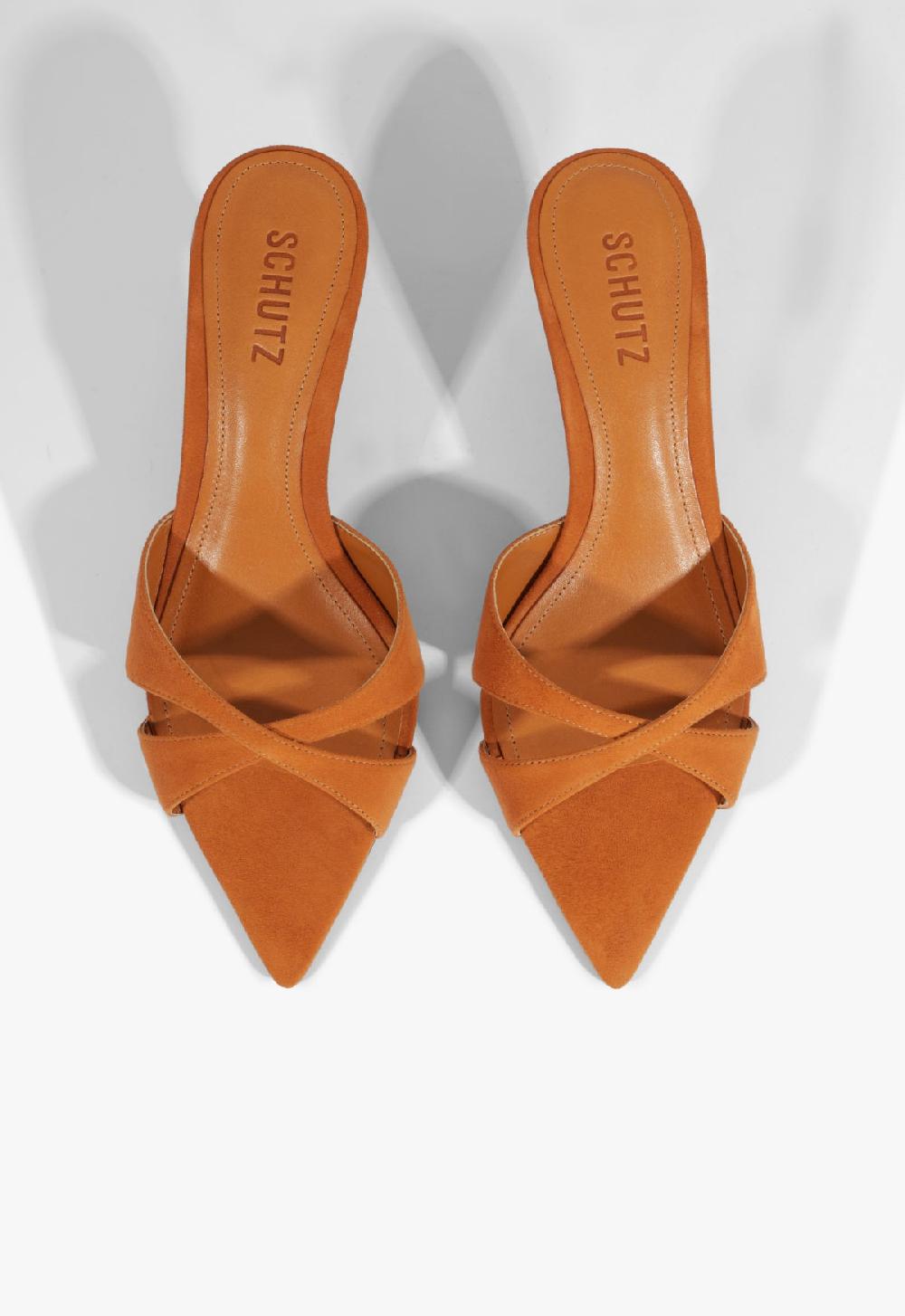 Schutz Hilda Leaf Mule Suede Sandal