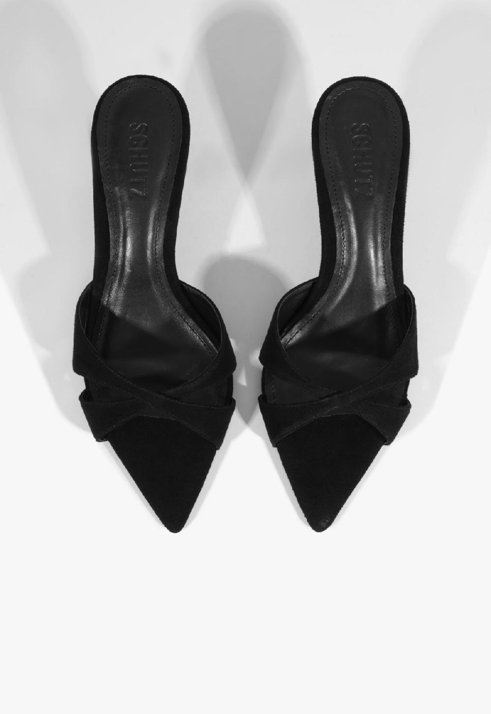 Schutz Hilda Leaf Mule Suede Sandal