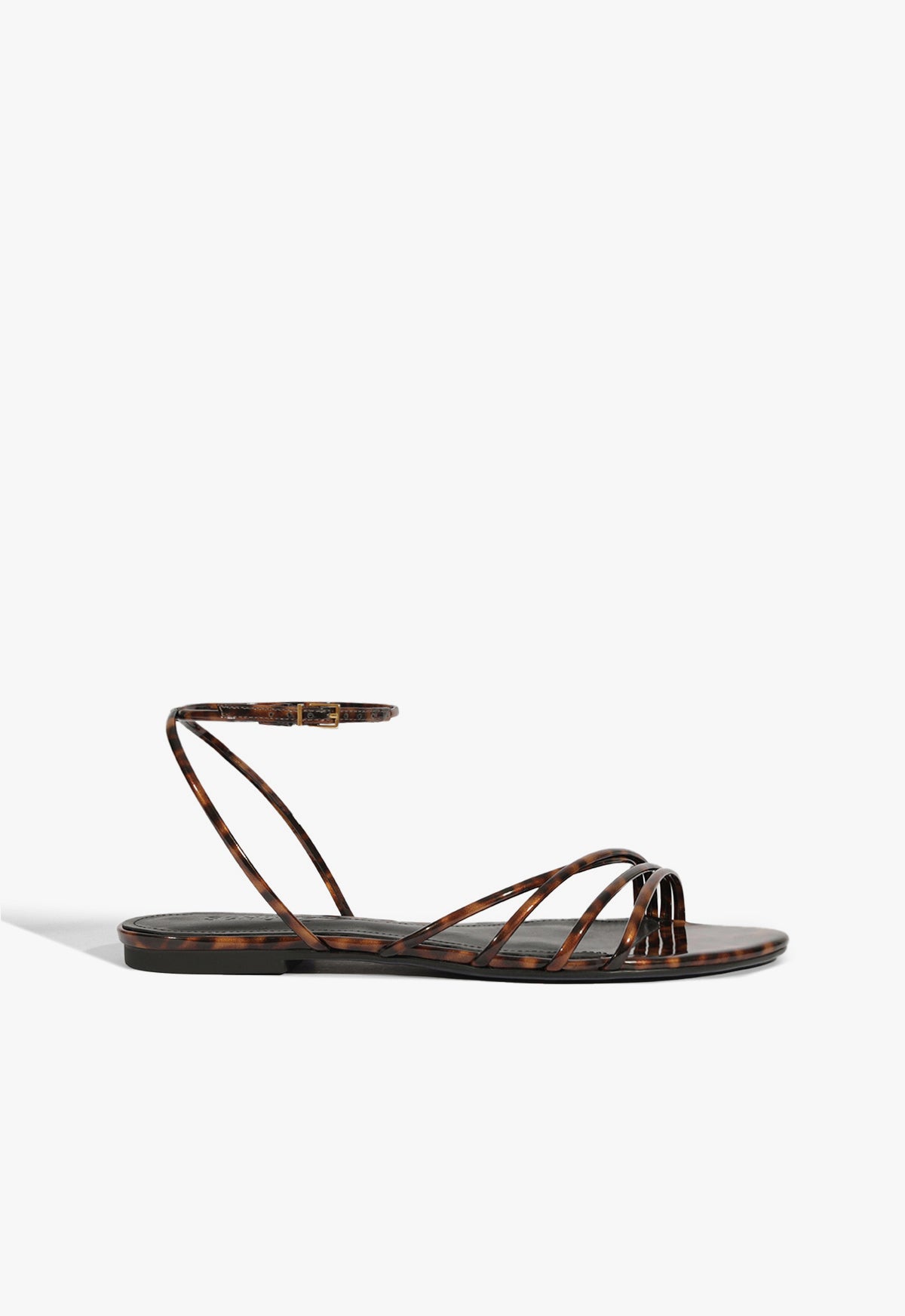schutz Inez Animal Print Leather Flat Sandal