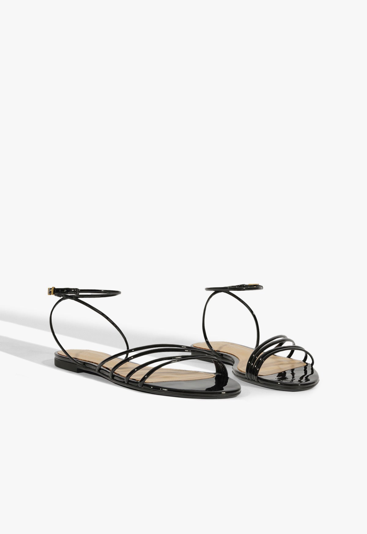 Schutz Inez Black Leather Flat Sandal