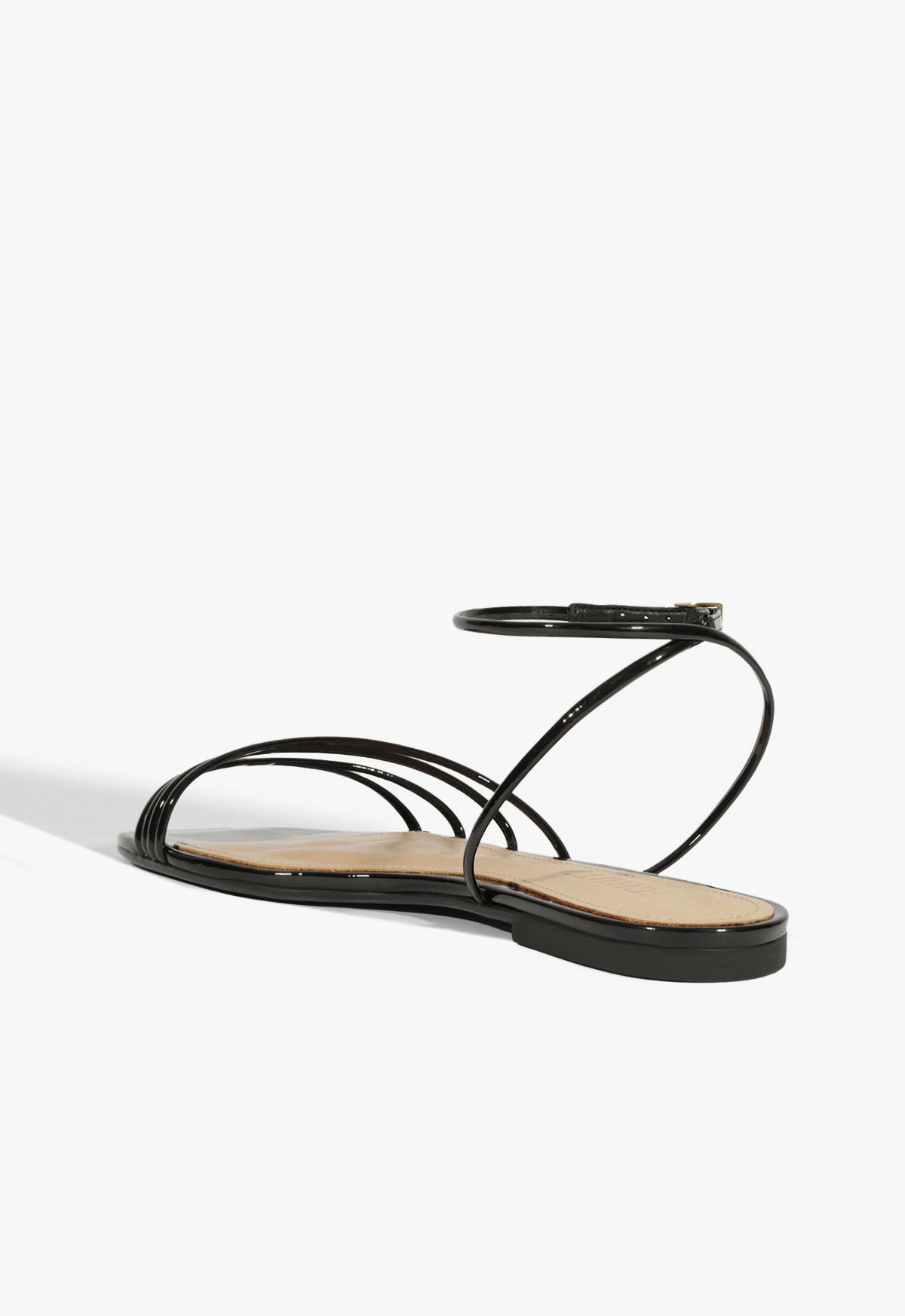 Schutz Inez Black Leather Flat Sandal