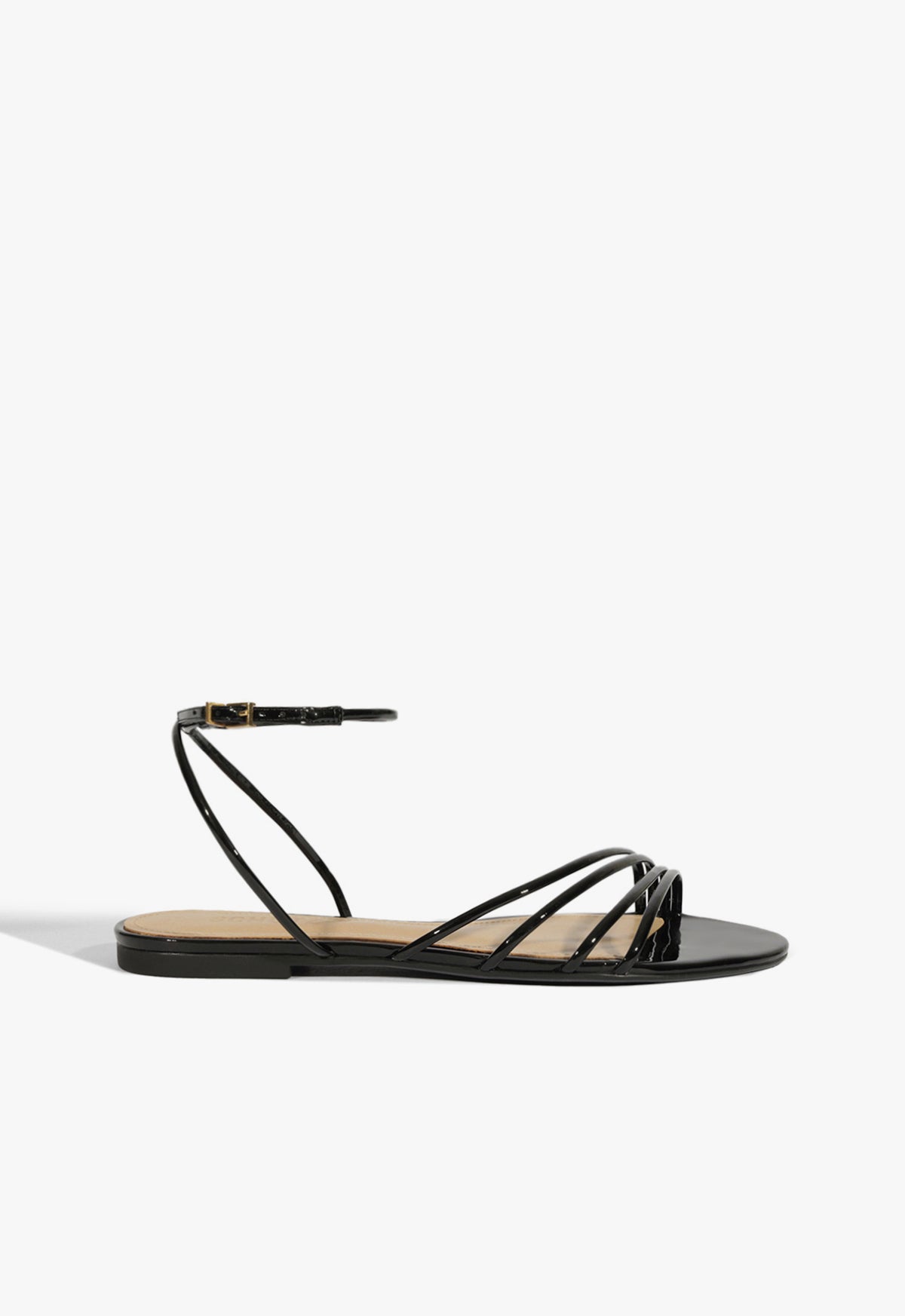 schutz Inez Black Leather Flat Sandal