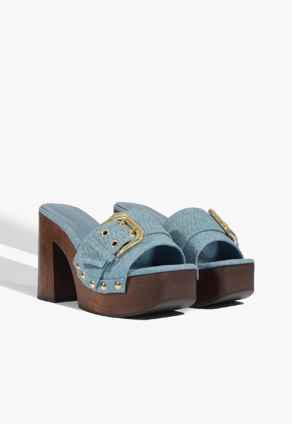 Schutz Irie Platform Denim Sandal