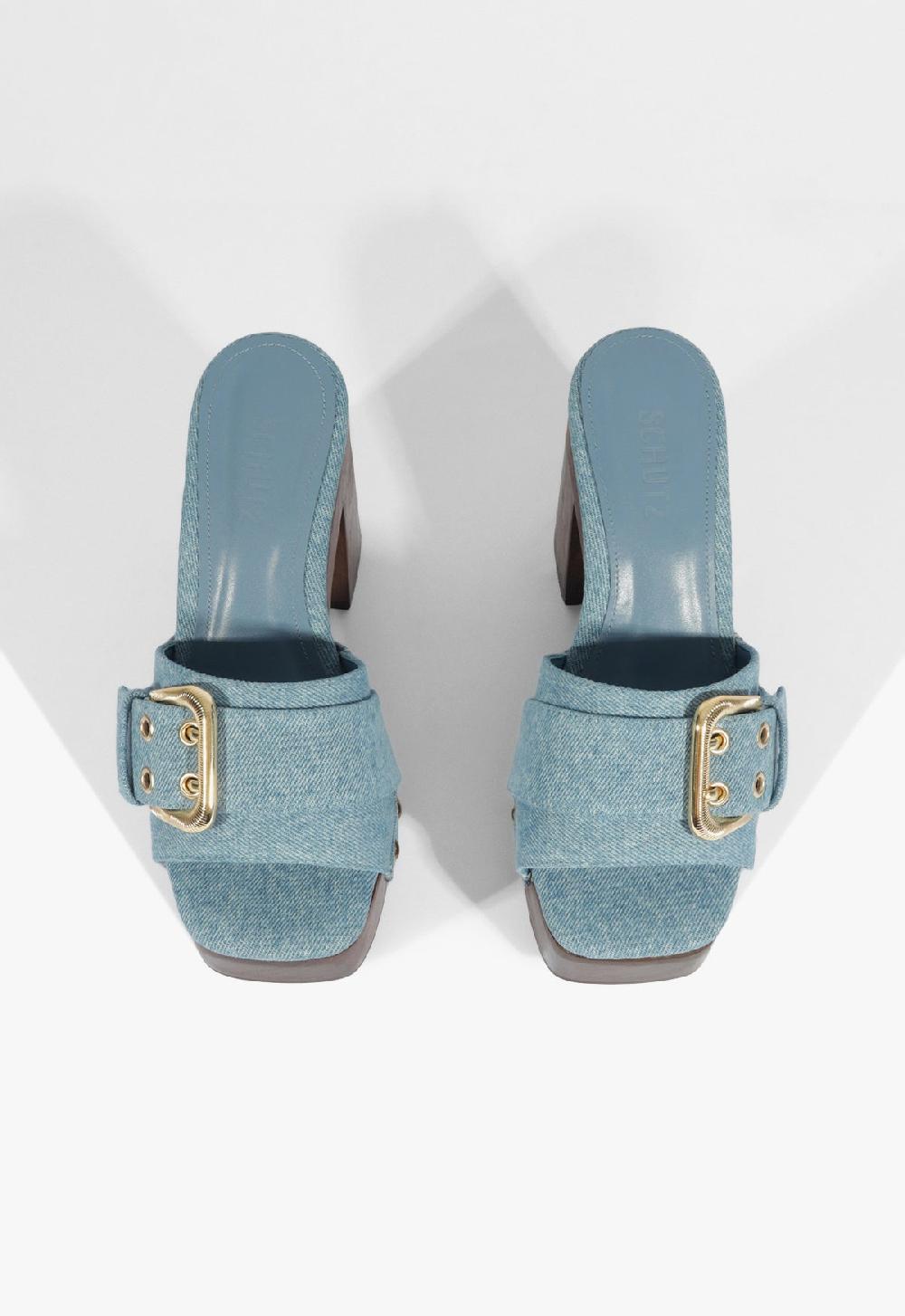 Schutz Irie Platform Denim Sandal