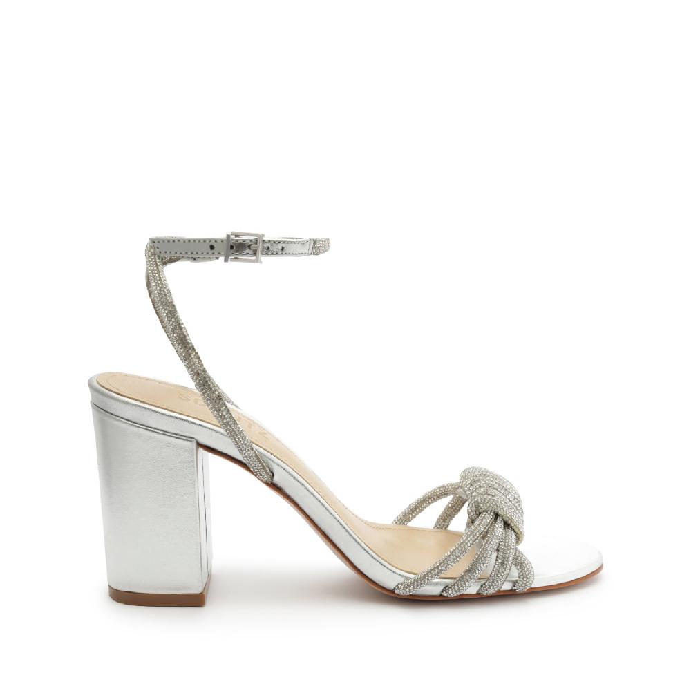 schutz Jewell Block Metallic Nappa Leather Sandal