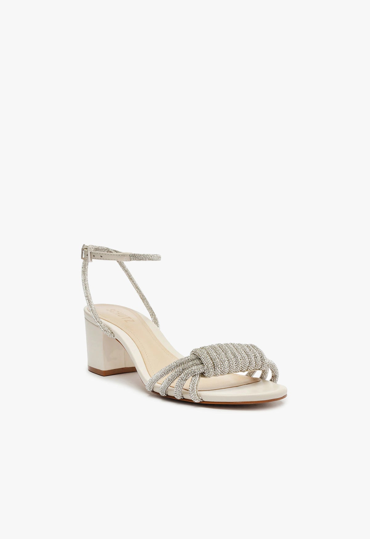 Schutz Jewell Mid Block Leather Sandal