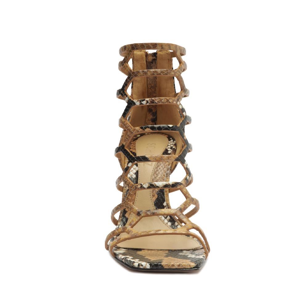 Schutz Julianna Snake-Embossed Leather Sandal