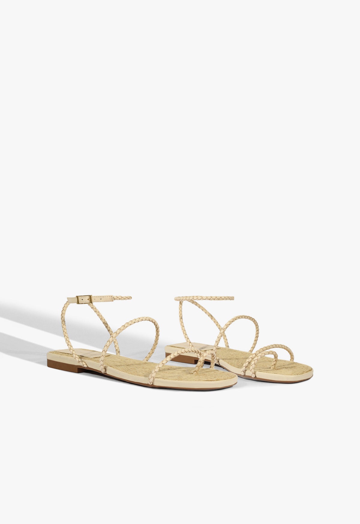 Schutz Kaya Beige Leather Flat Sandal