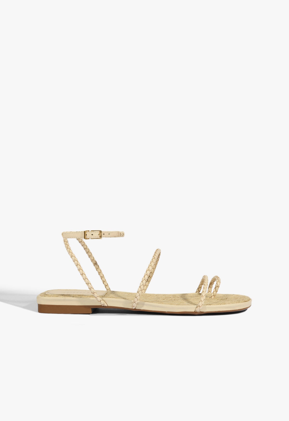 schutz Kaya Beige Leather Flat Sandal