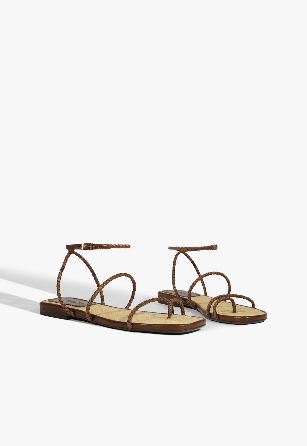 Schutz Kaya Brown Leather Flat Sandal