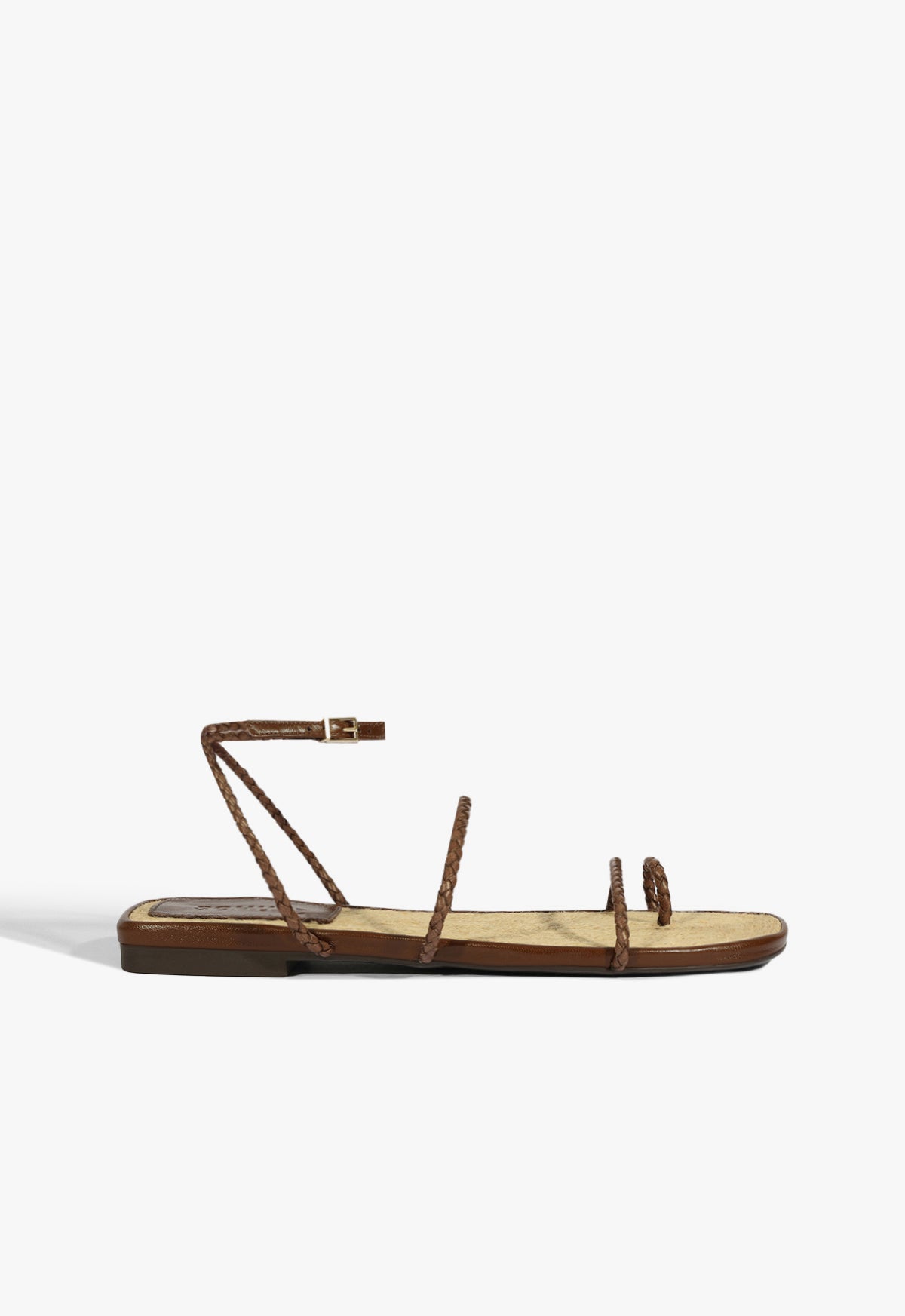 schutz Kaya Brown Leather Flat Sandal