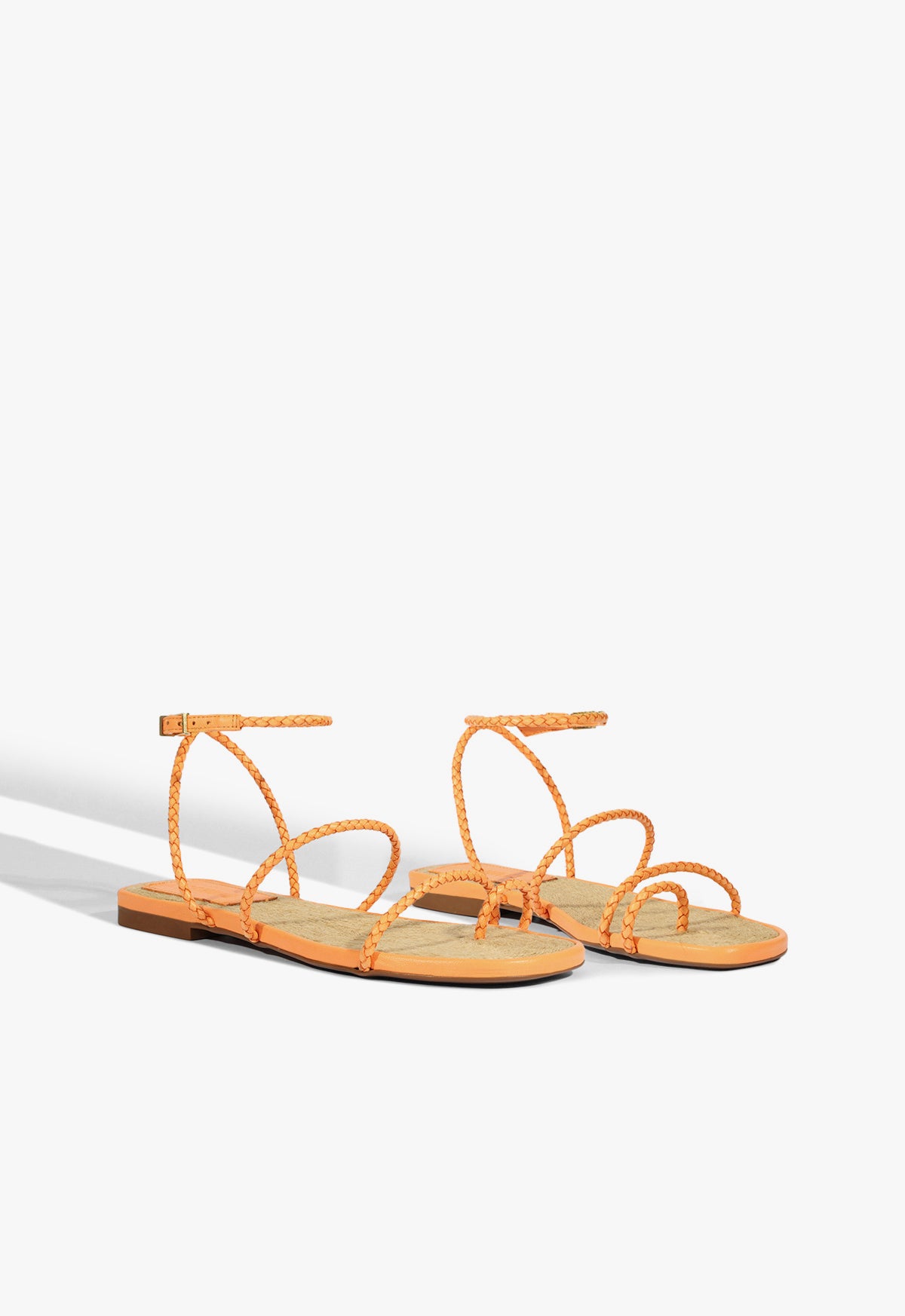Schutz Kaya Orange Leather Flat Sandal