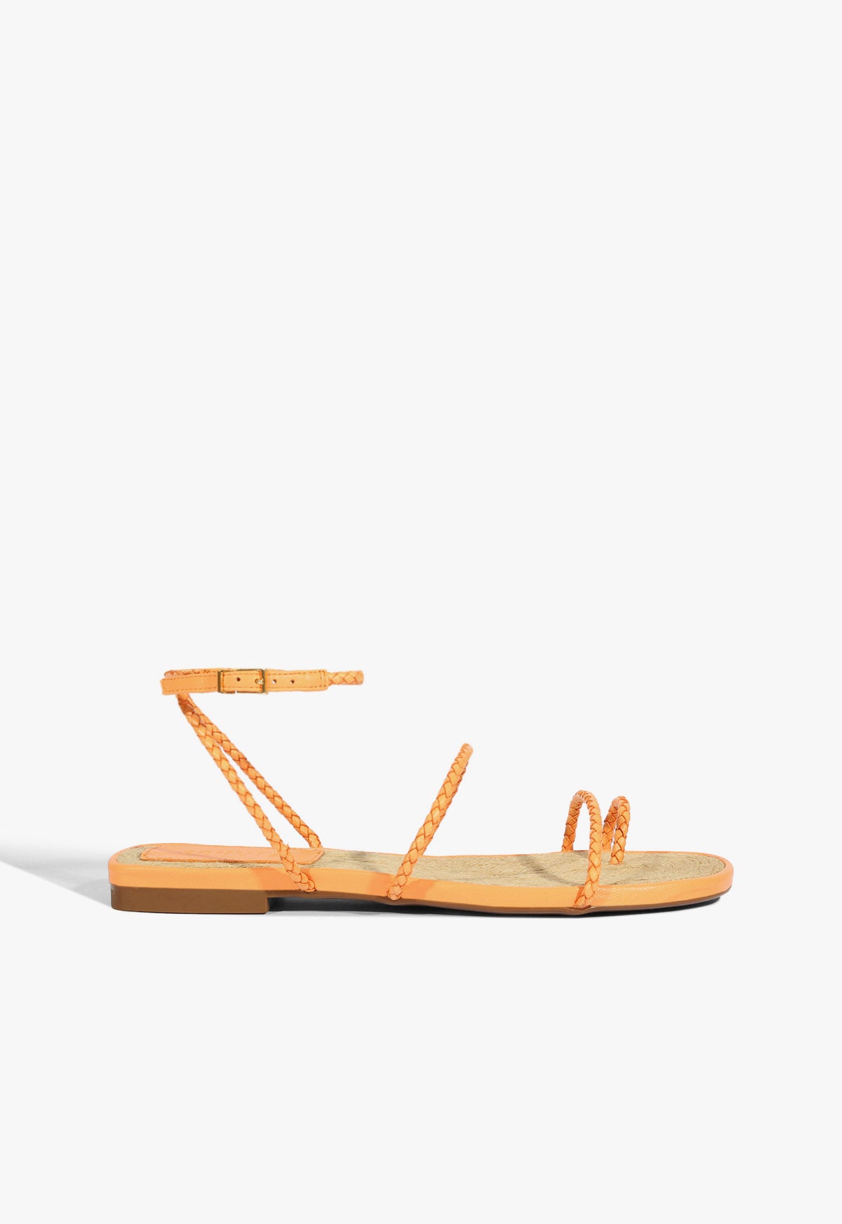 schutz Kaya Orange Leather Flat Sandal