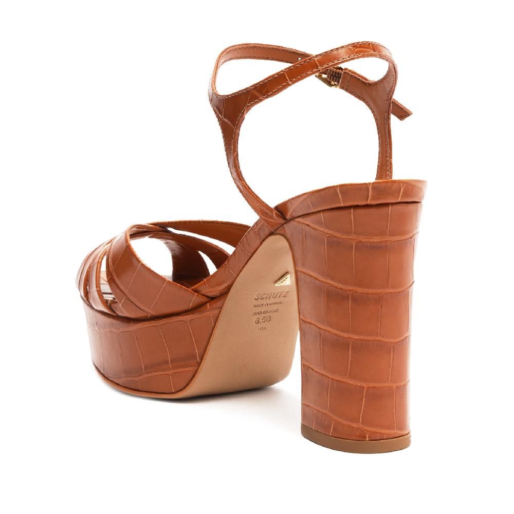 Schutz Keefa Crocodile-Embossed Leather Sandal