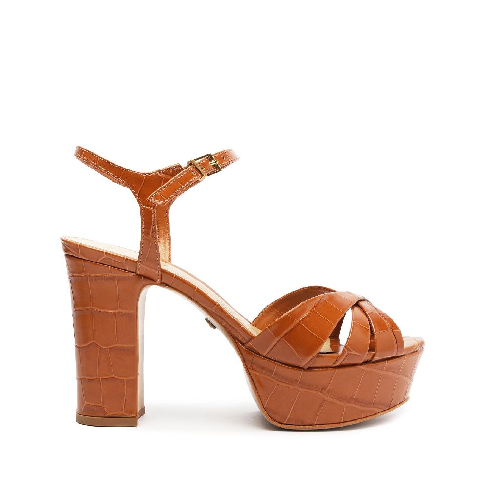 schutz Keefa Crocodile-Embossed Leather Sandal