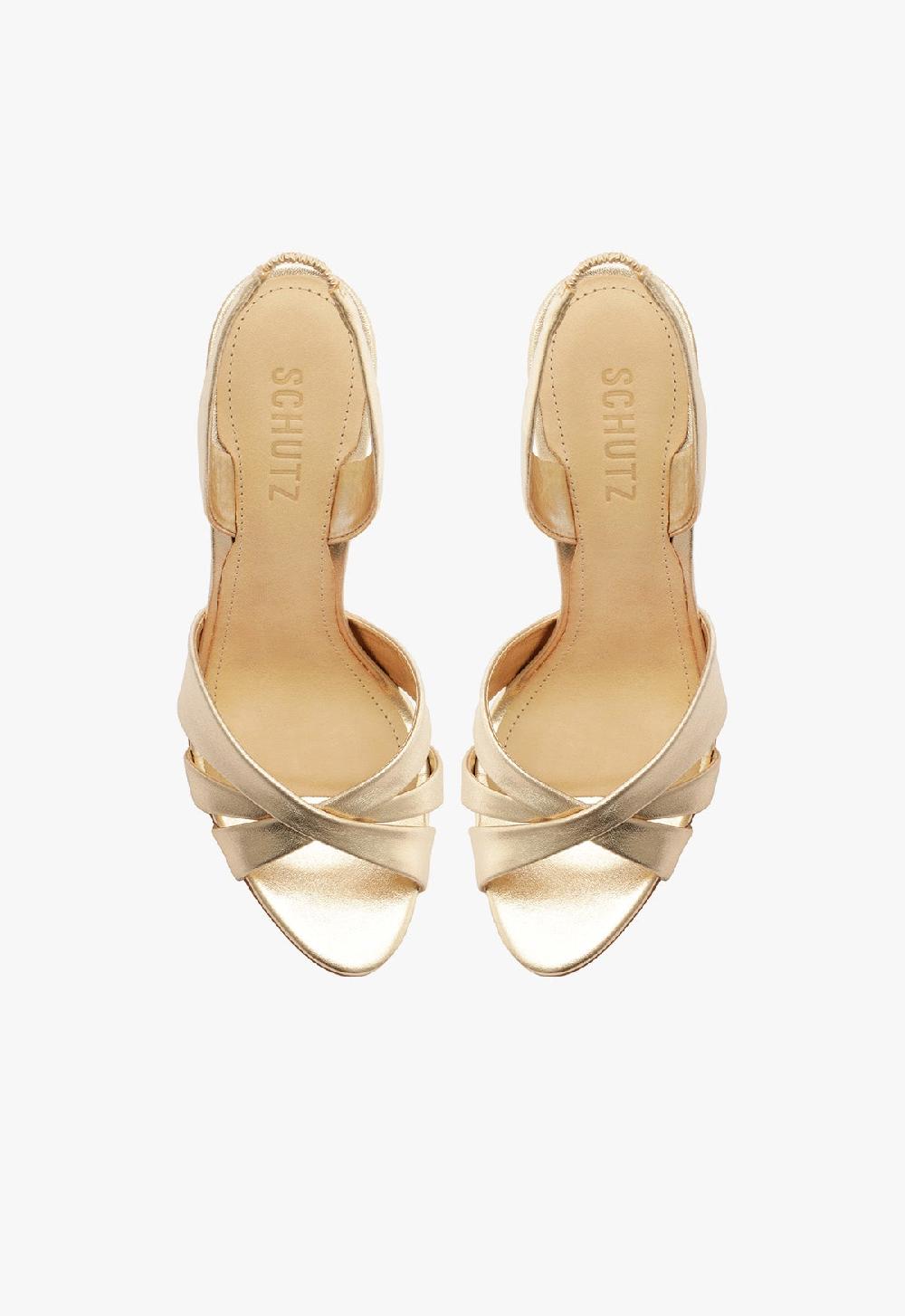 Schutz Keefa Sling Metallic Leather Sandal