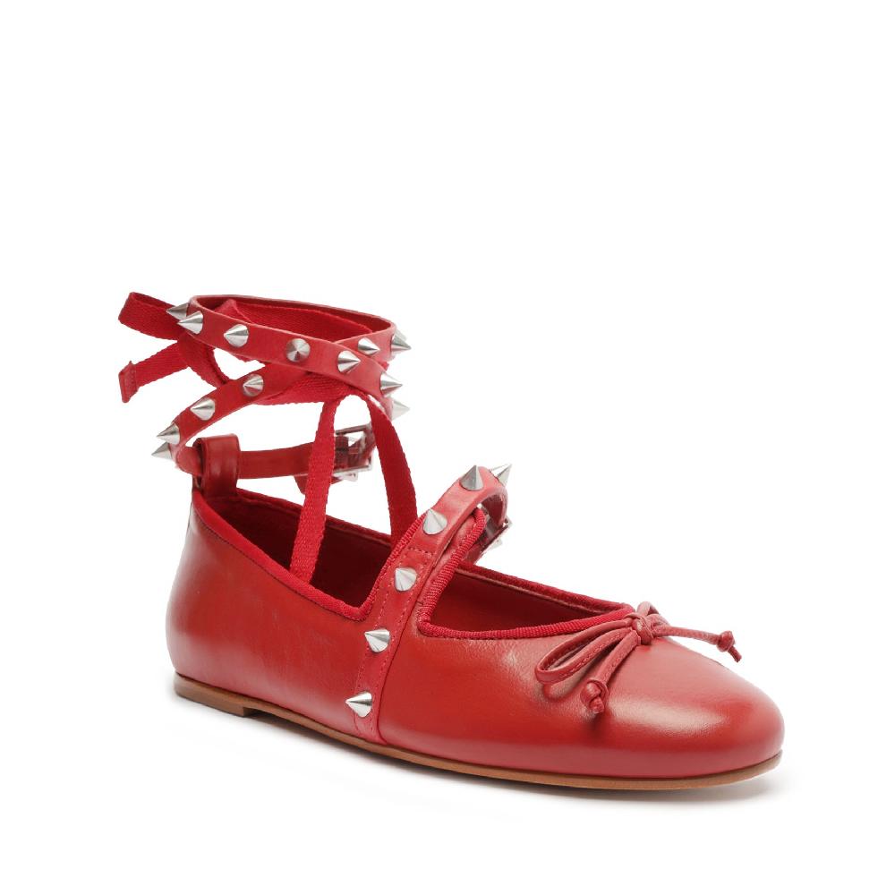 Schutz Larissa Lace Up Calf Leather Flat