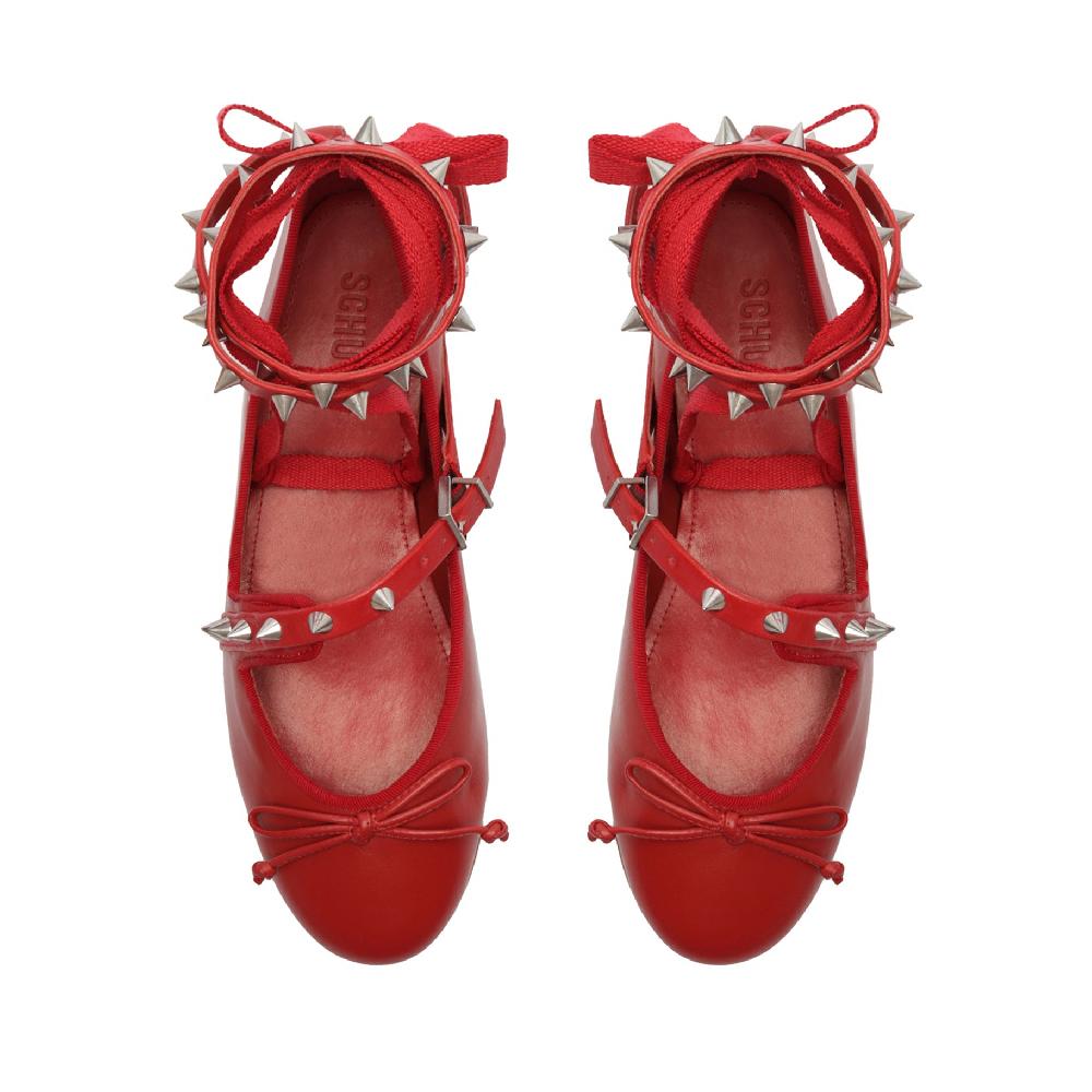 Schutz Larissa Lace Up Calf Leather Flat