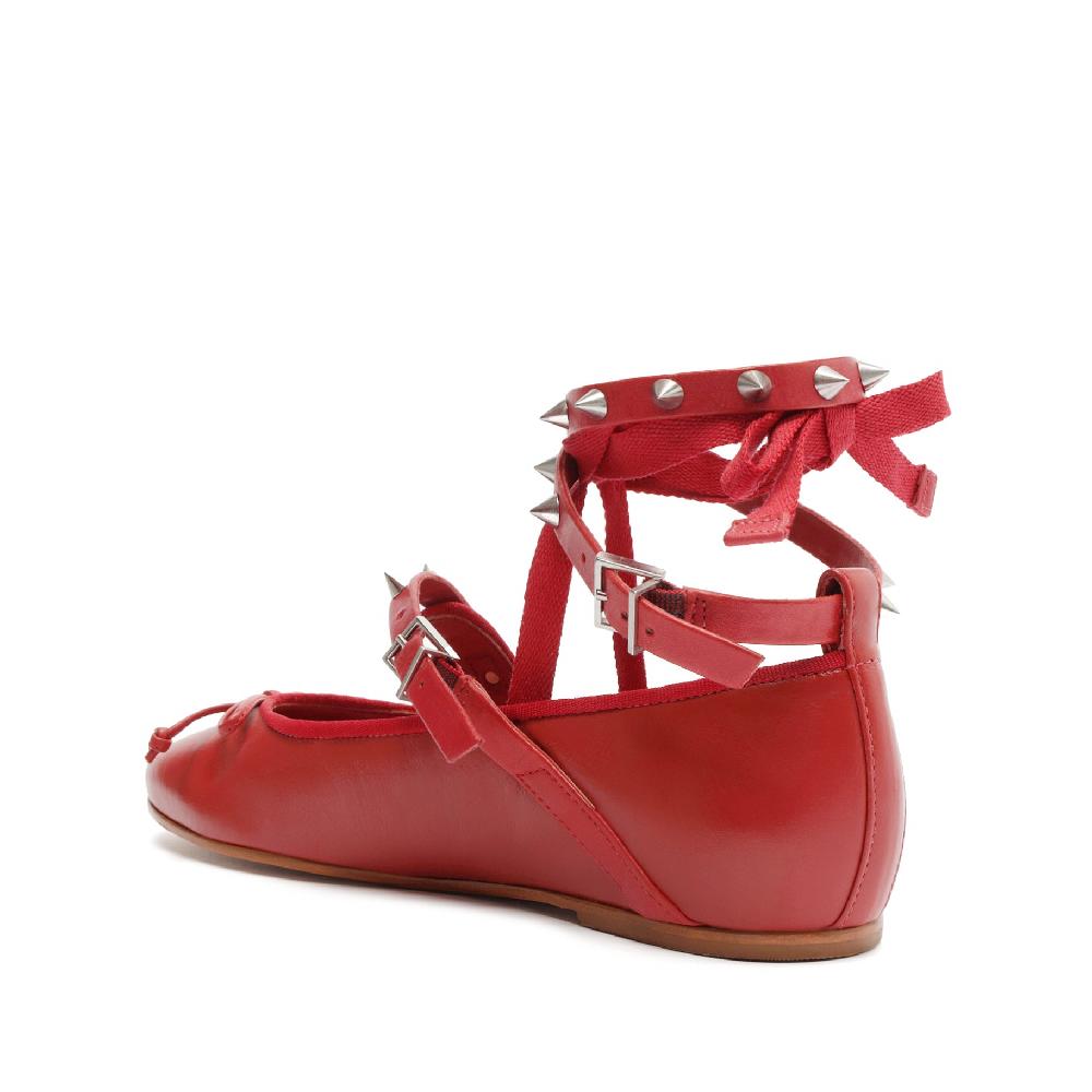 Schutz Larissa Lace Up Calf Leather Flat