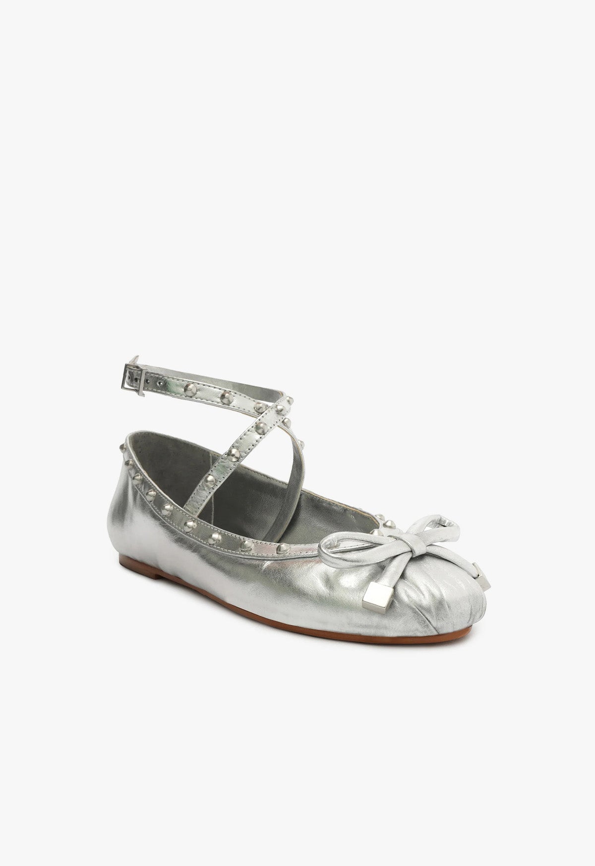 Schutz Larissa Metallic Leather Flat