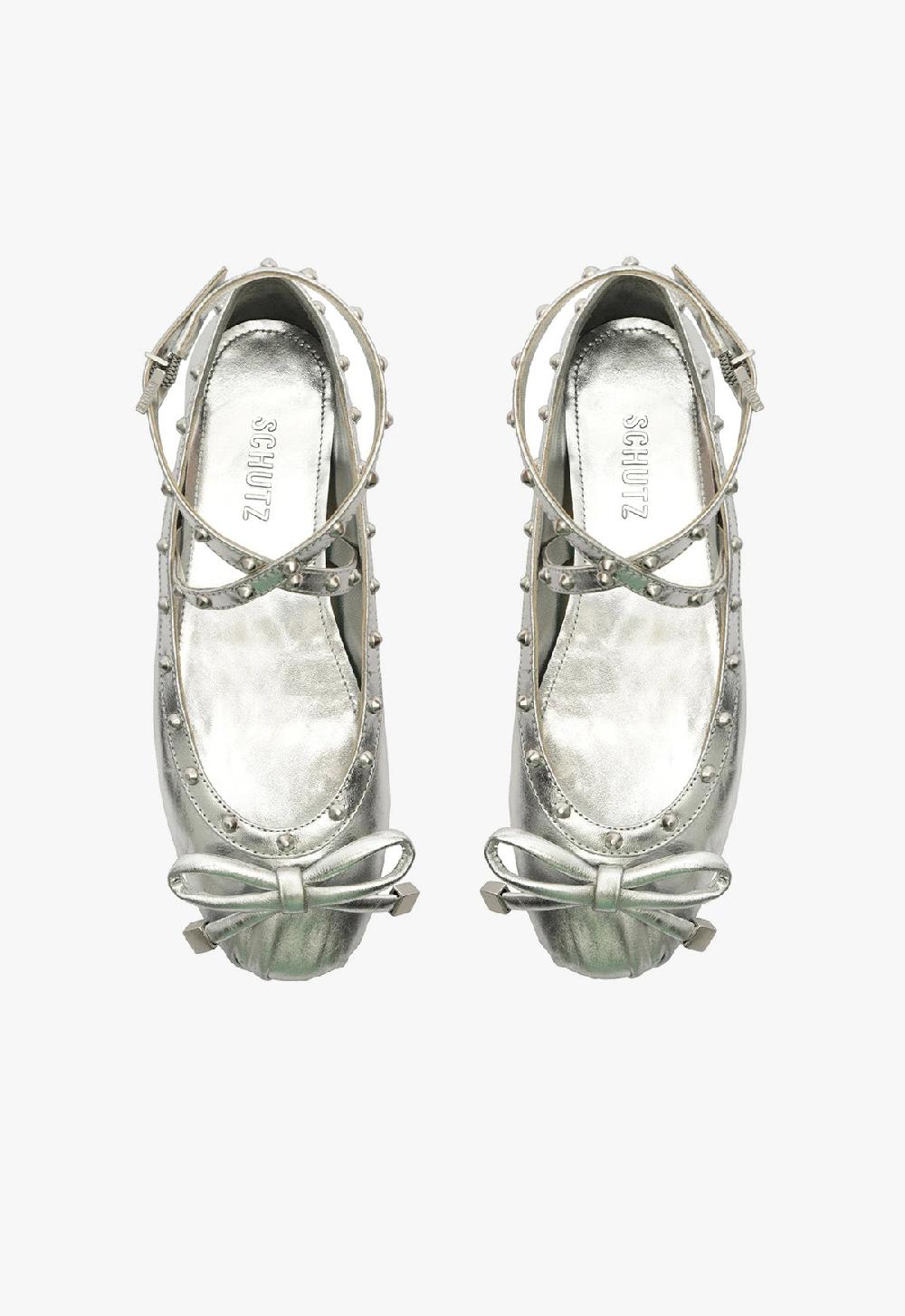 Schutz Larissa Metallic Leather Flat