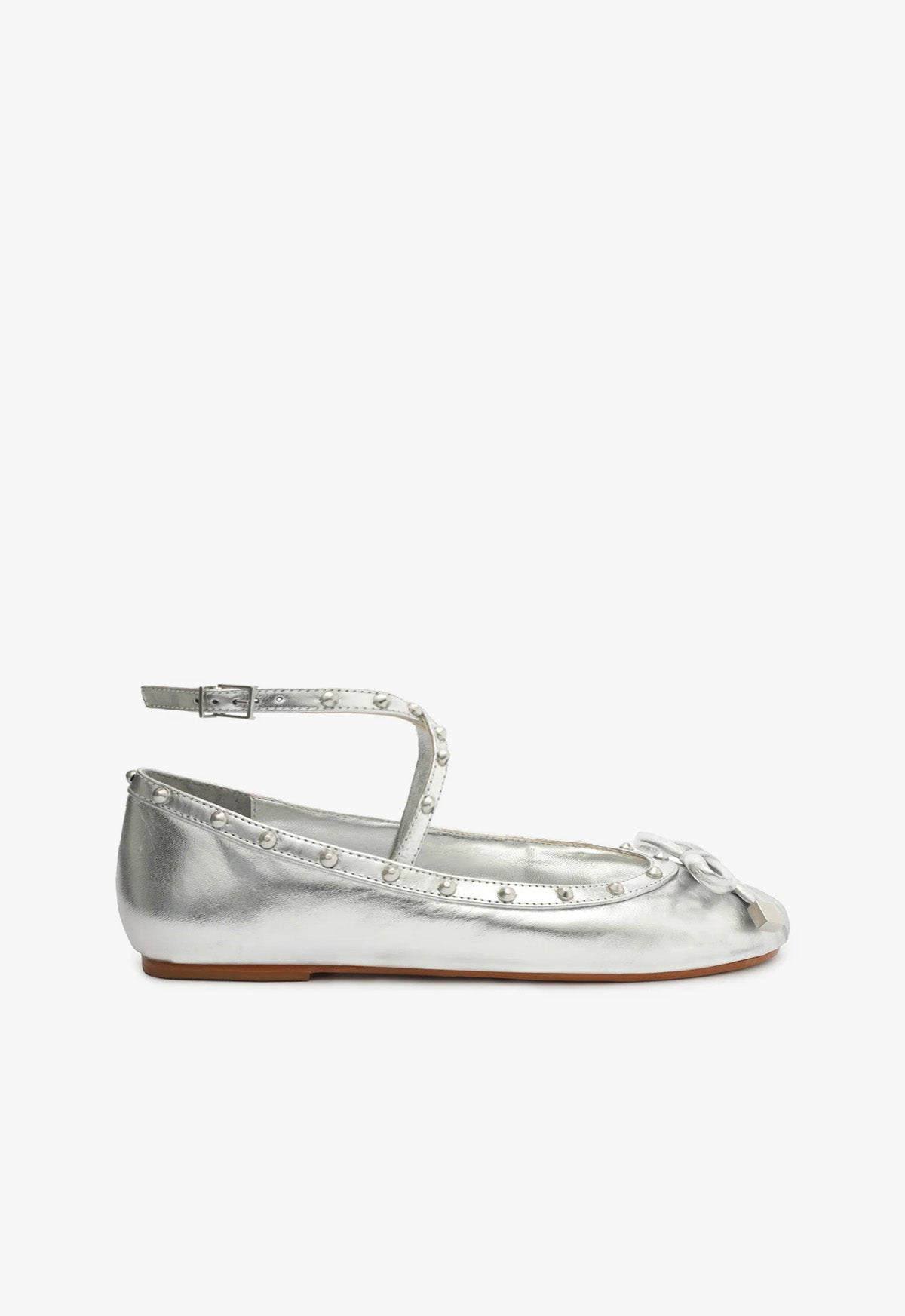 schutz Larissa Metallic Leather Flat