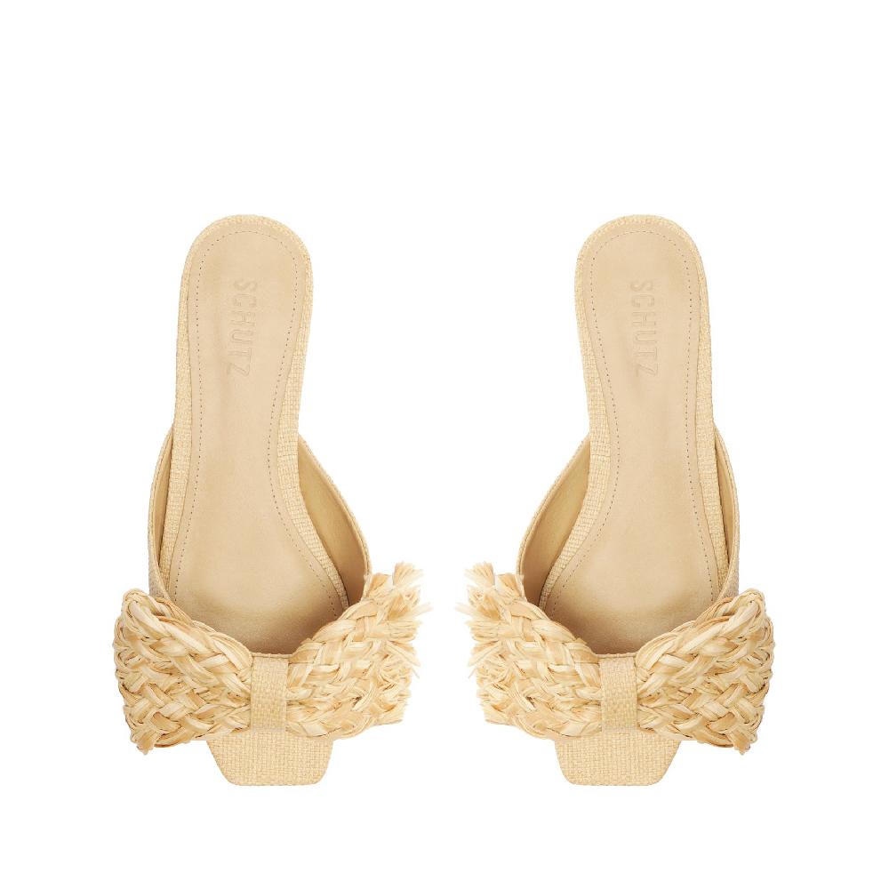 Schutz Lienne Straw Flat Sandal