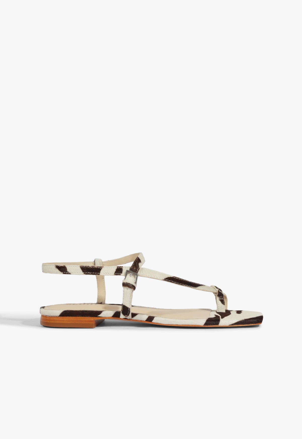 schutz Lisa Animal Print Leather Flat Sandal