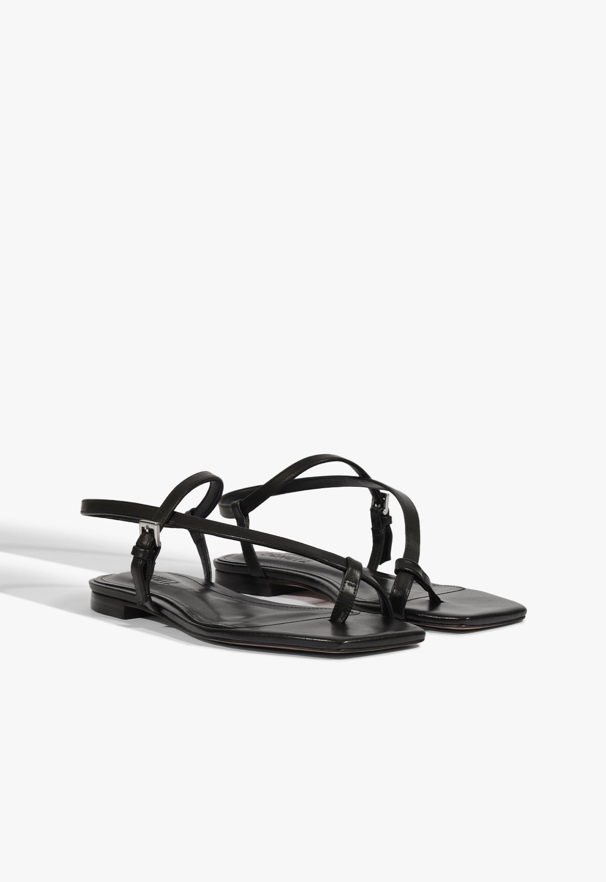 Schutz Lisa Black Leather Flat Sandal