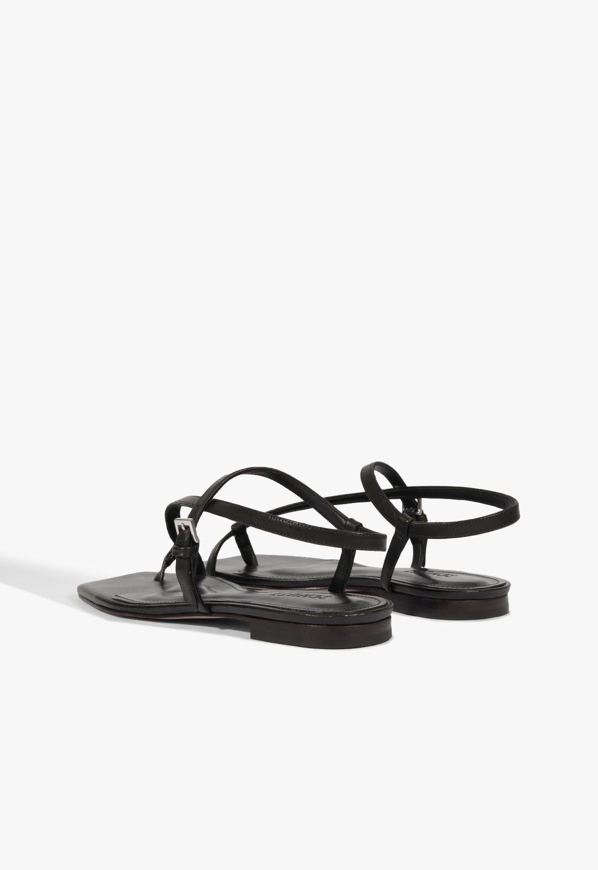 Schutz Lisa Black Leather Flat Sandal