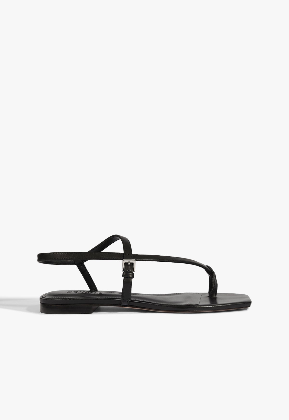 schutz Lisa Black Leather Flat Sandal