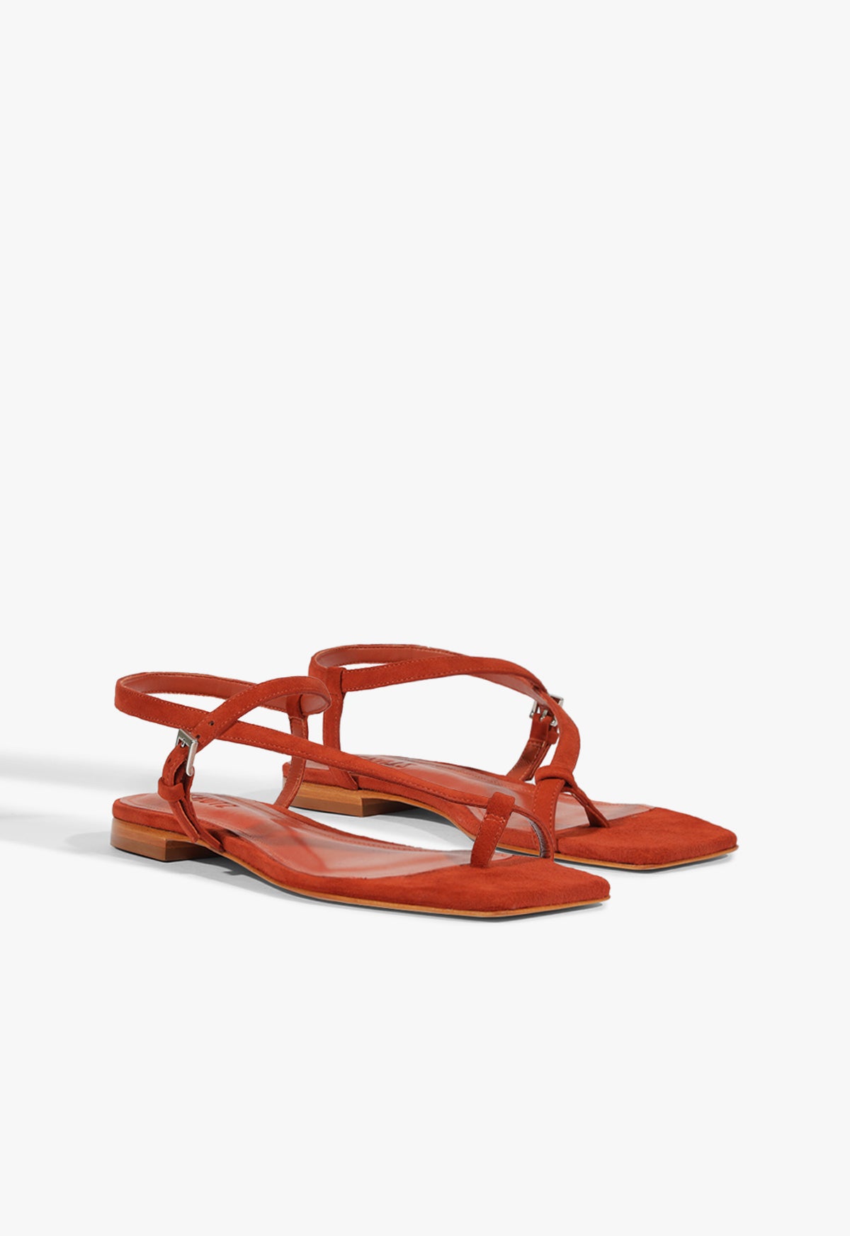 Schutz Lisa Red Suede Flat Sandal