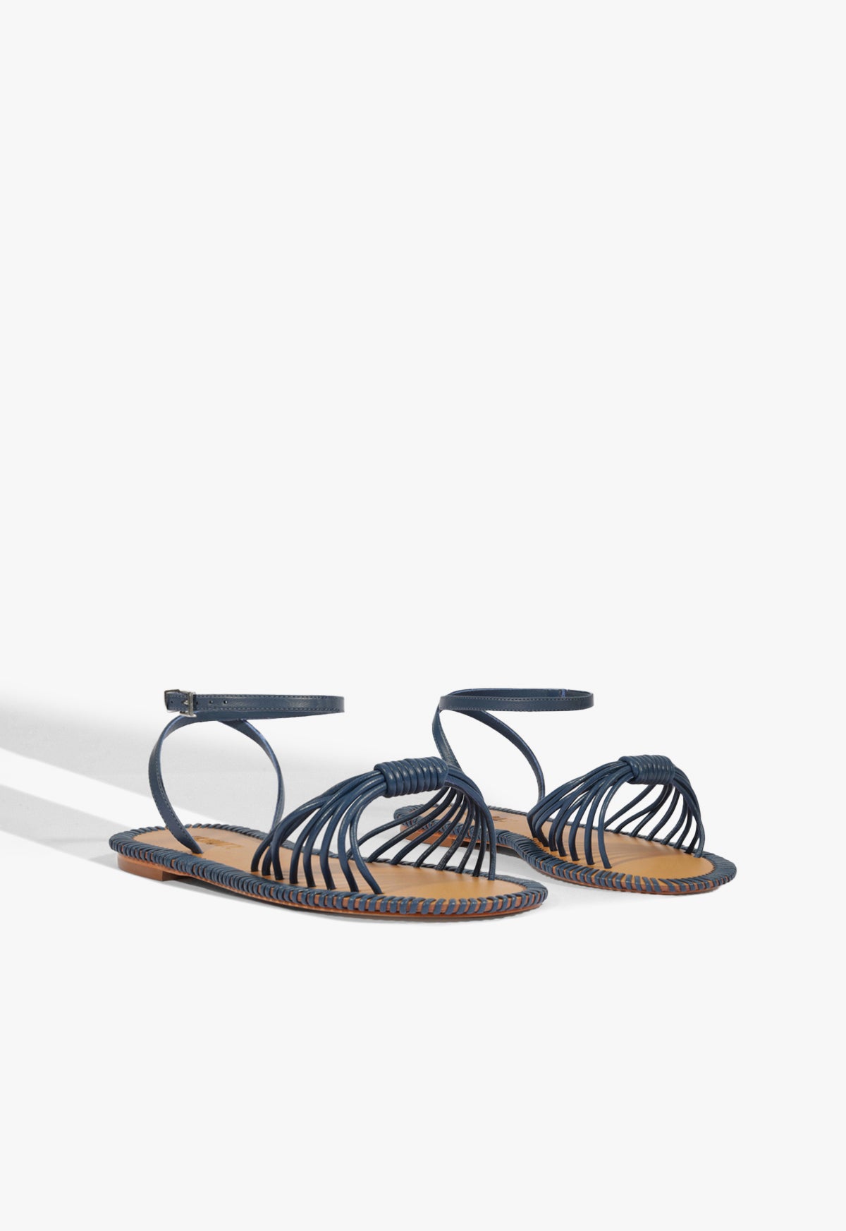 Schutz Livia Blue Leather Flat Sandal