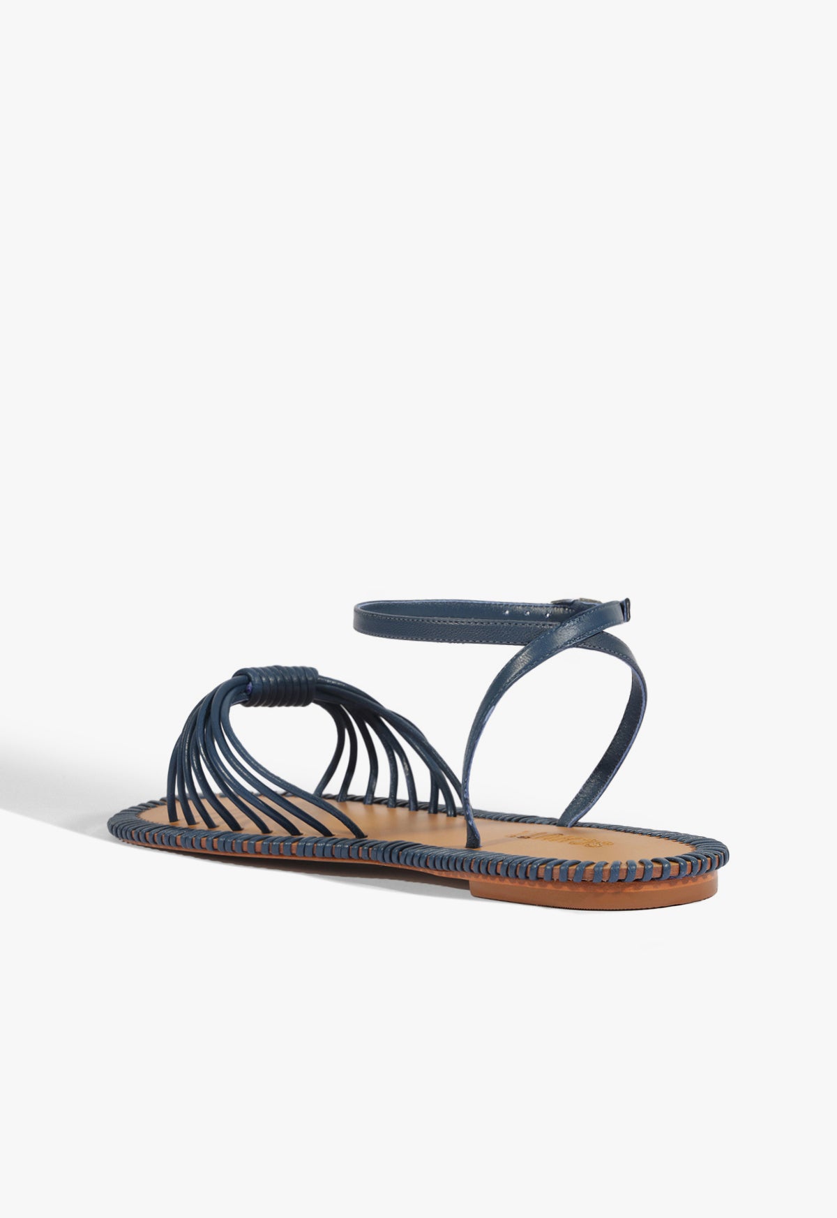 Schutz Livia Blue Leather Flat Sandal