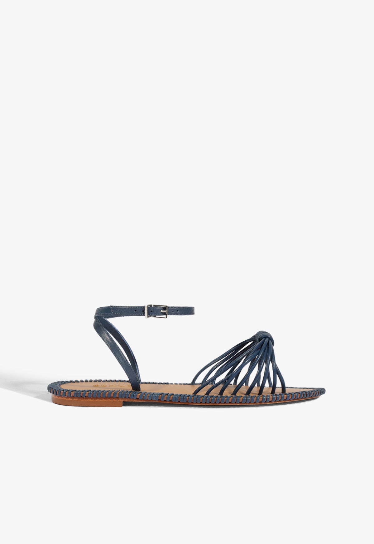 schutz Livia Blue Leather Flat Sandal