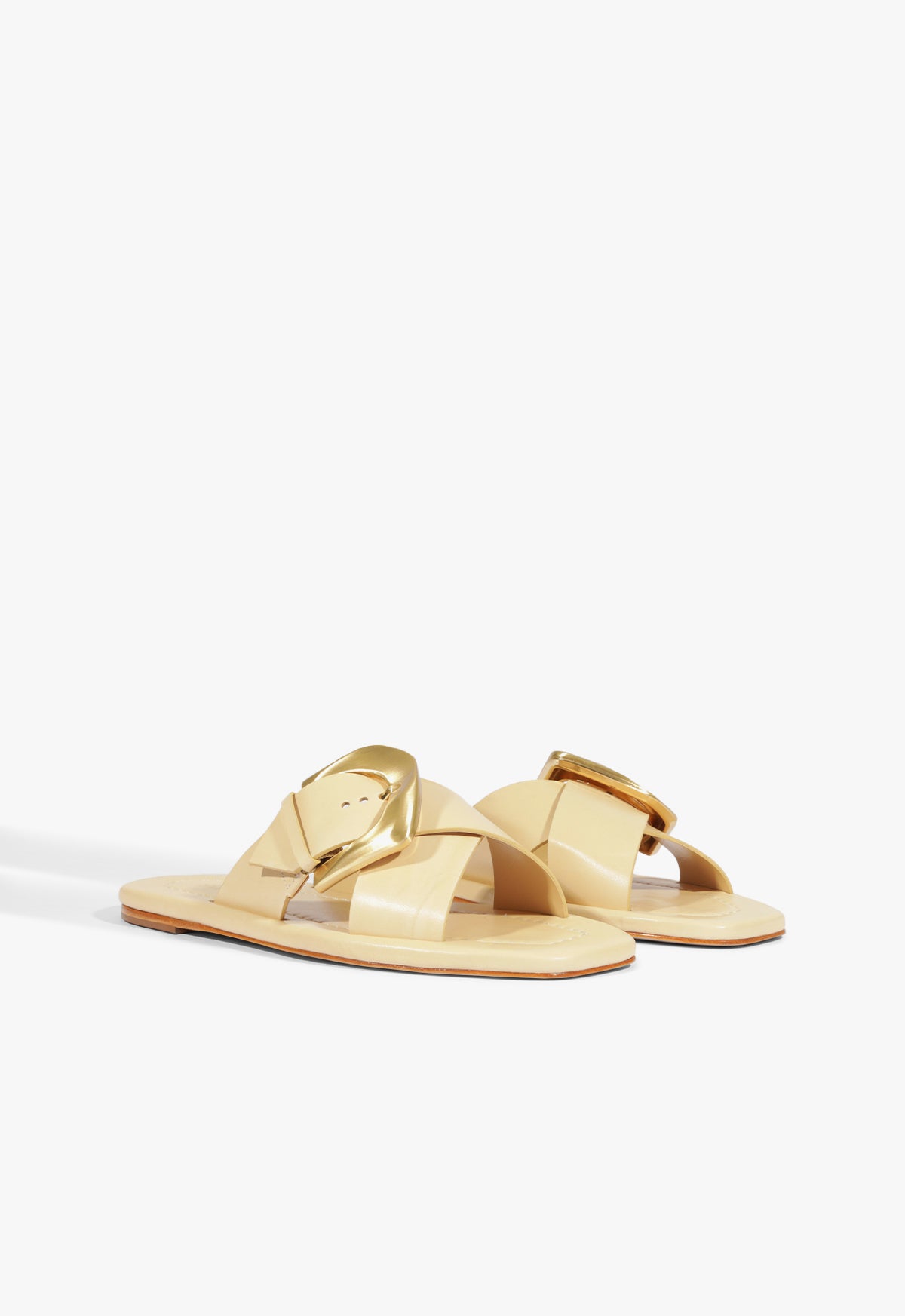 Schutz Lois Beige Leather Flat Sandal
