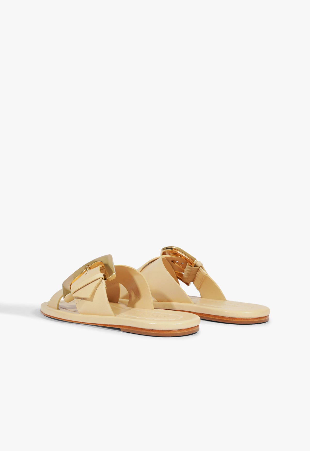 Schutz Lois Beige Leather Flat Sandal
