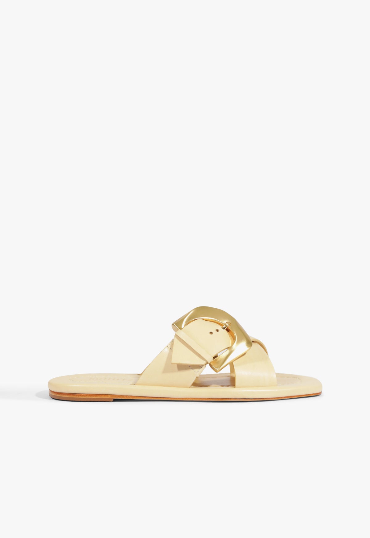 schutz Lois Beige Leather Flat Sandal