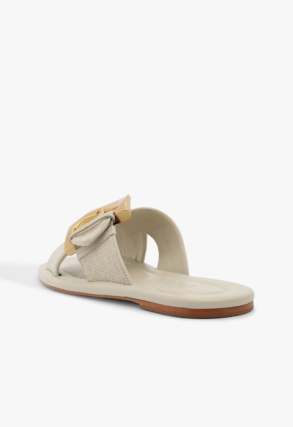 Schutz Lois Beige Linen Flat Sandal