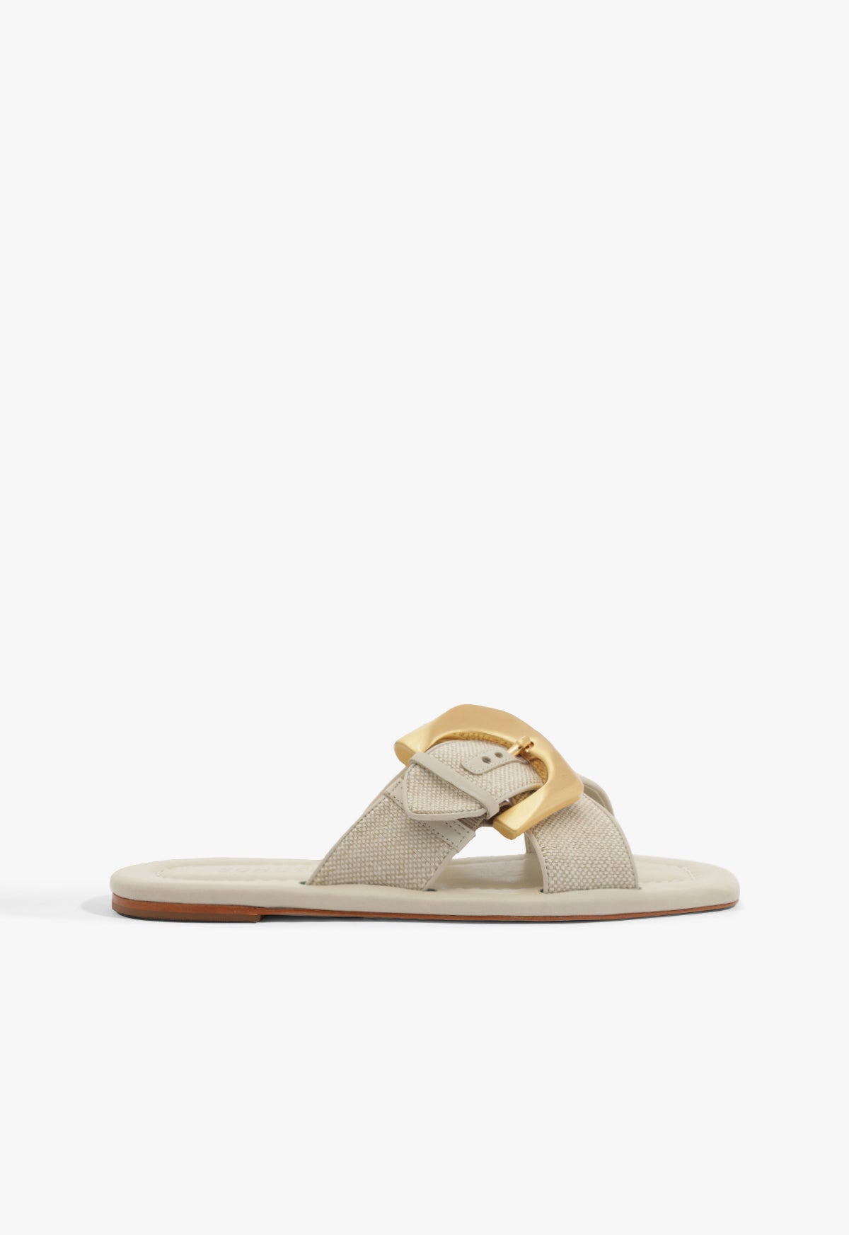 schutz Lois Beige Linen Flat Sandal