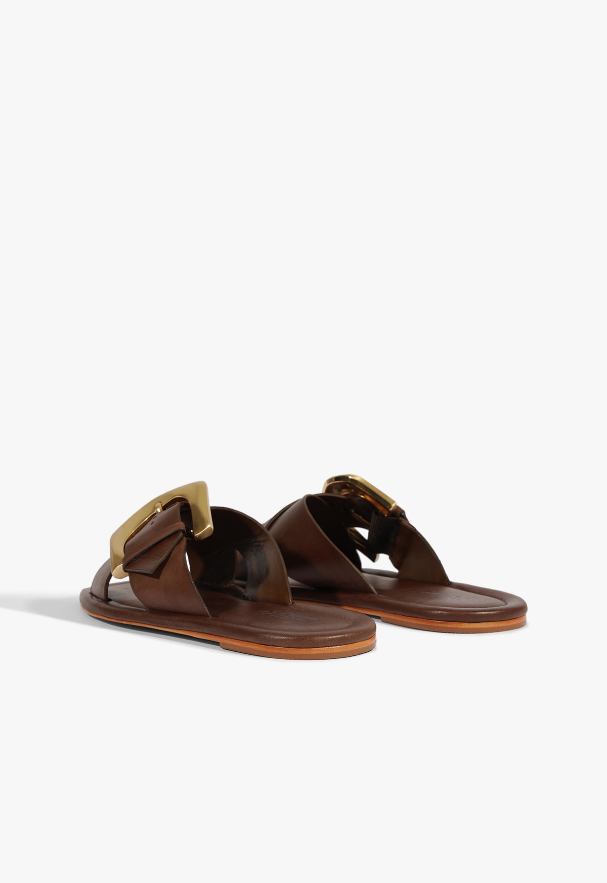 Schutz Lois Brown Leather Flat Sandal