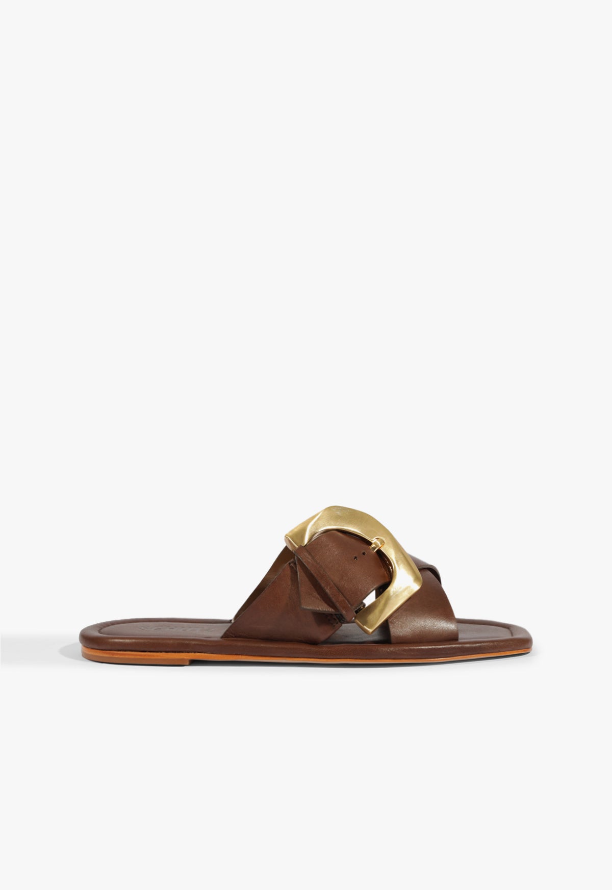 schutz Lois Brown Leather Flat Sandal
