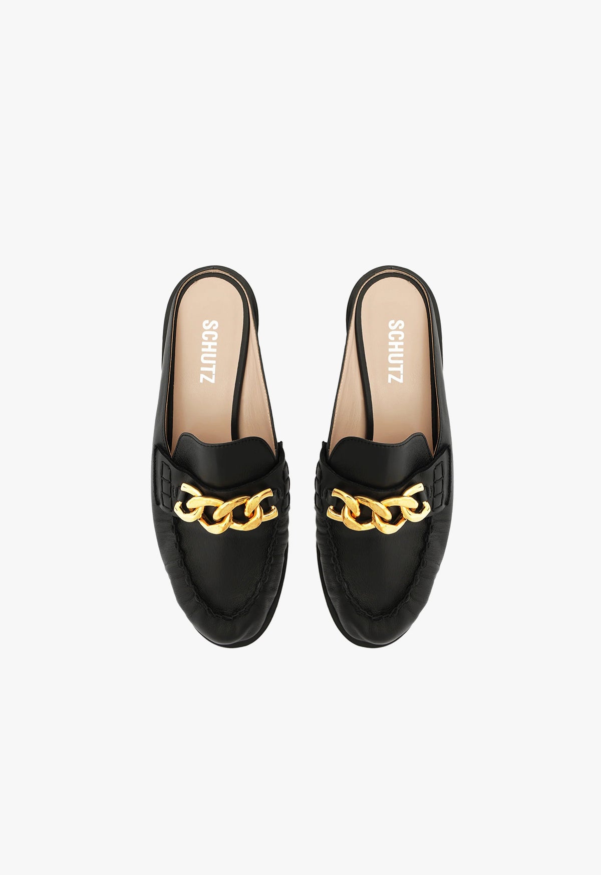 Schutz Luca Chain Leather Flat
