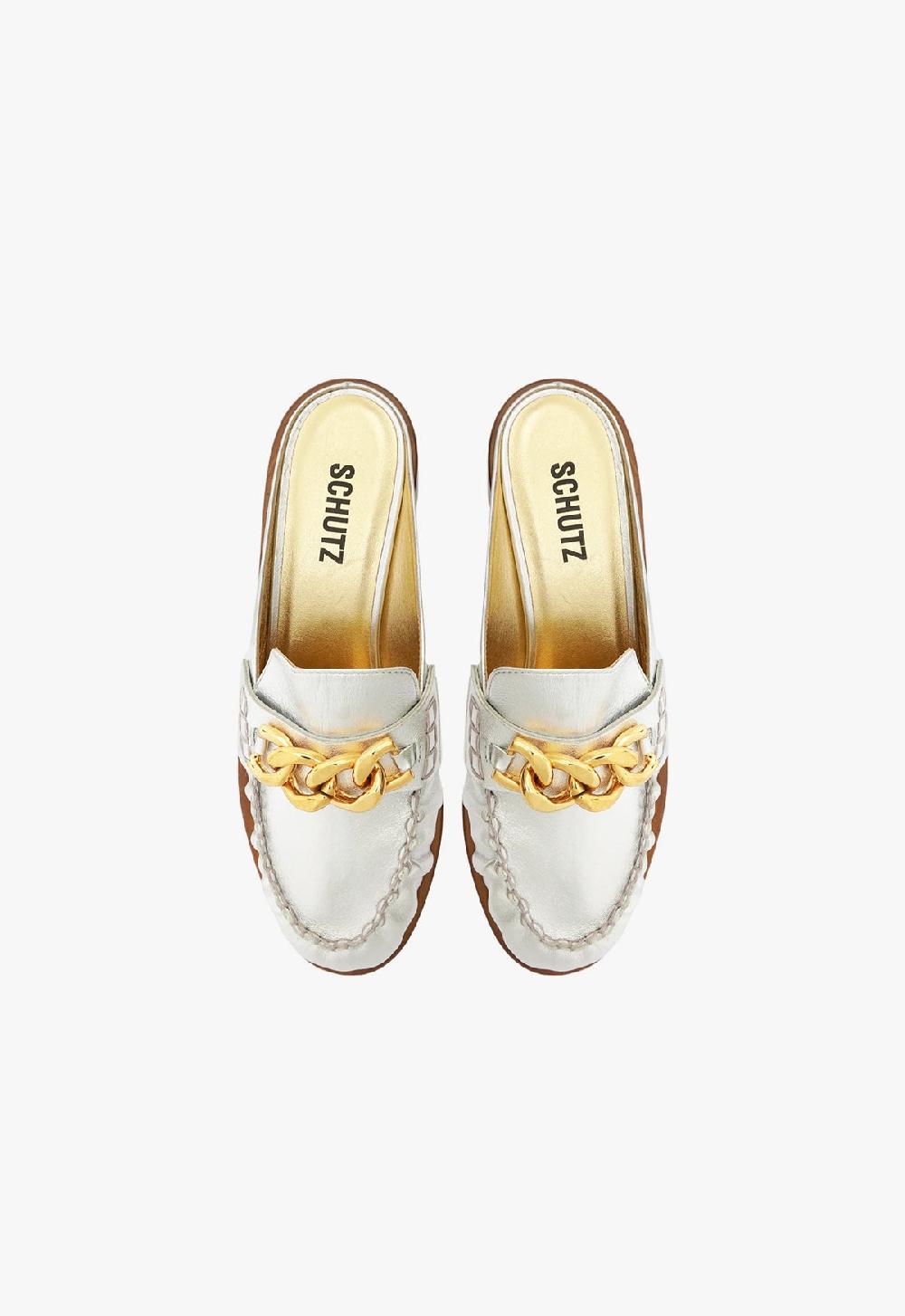 Schutz Luca Chain Leather Flat