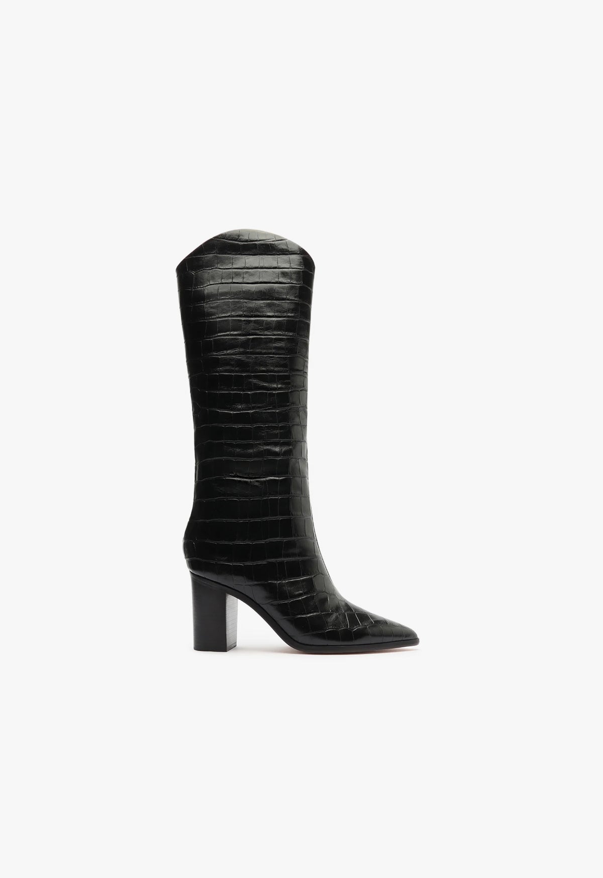 schutz Maryana Block Wide Crocodile Boot