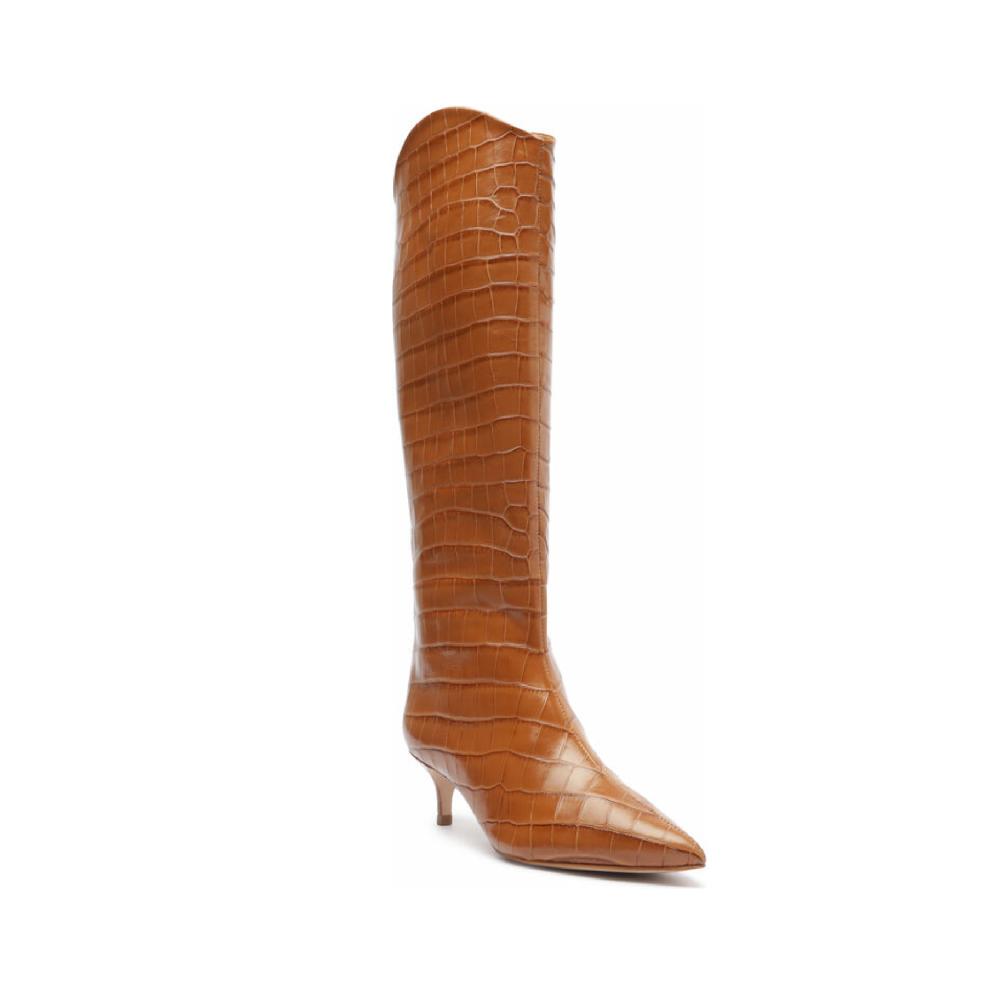 Schutz Maryana Lo Crocodile-Embossed Leather Boot