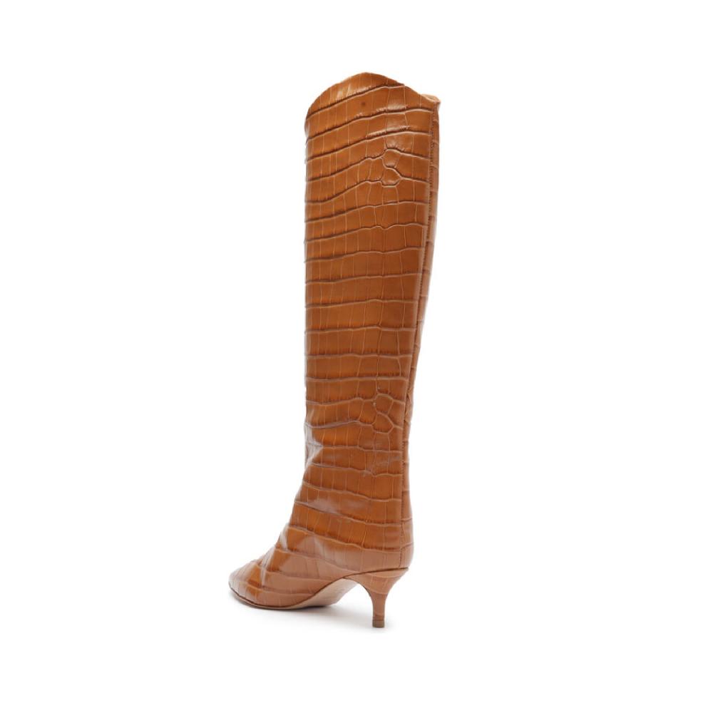 Schutz Maryana Lo Crocodile-Embossed Leather Boot