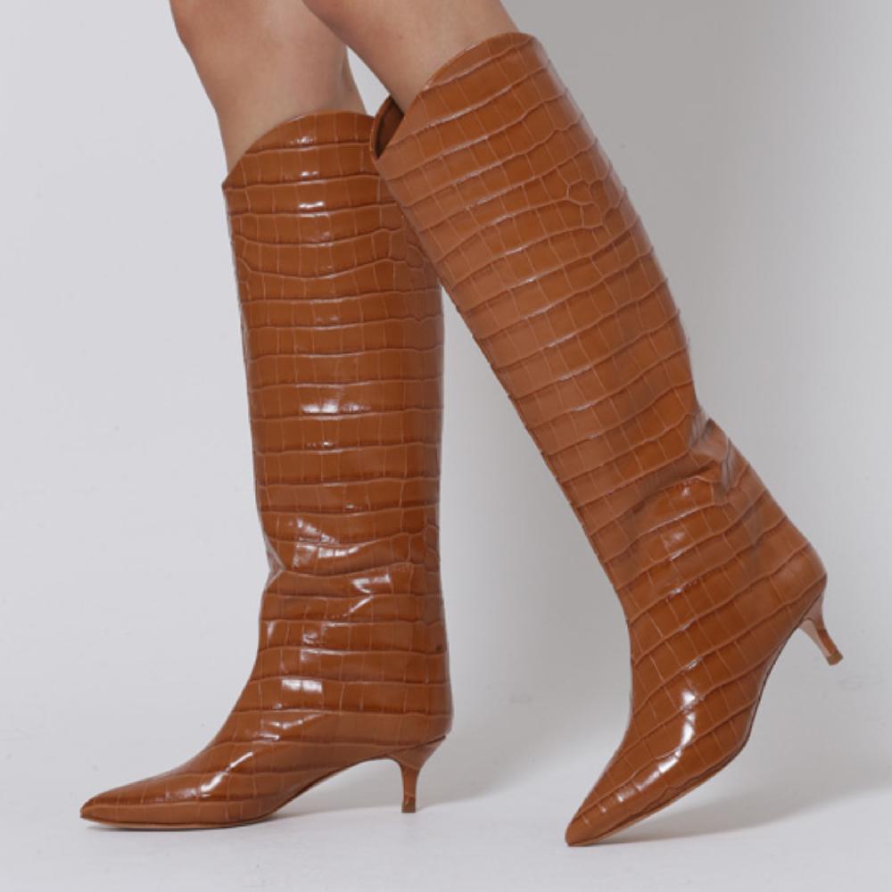 Schutz Maryana Lo Crocodile-Embossed Leather Boot