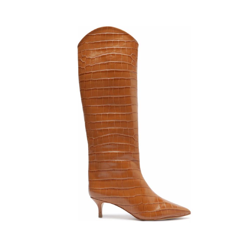 schutz Maryana Lo Crocodile-Embossed Leather Boot
